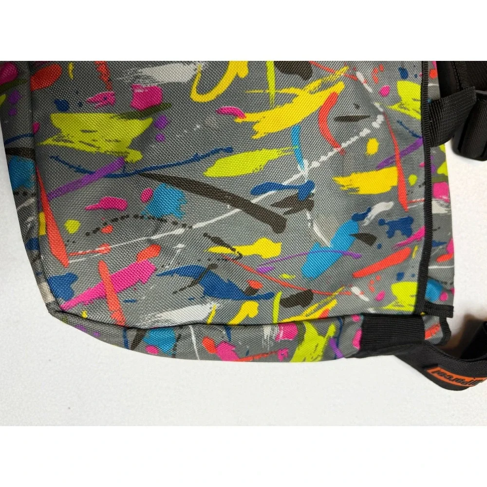 Y2K Paint Splatter Messenger Bag Grey Neon‎ Multi Color Crossbody Satchel Strap